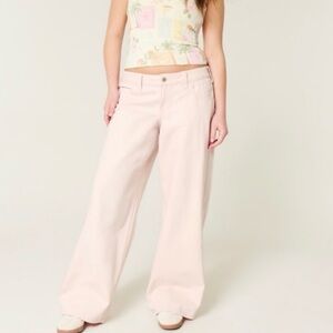 Hollister Light Pink Low Rise Baggy Wide Leg Jeans Size W29